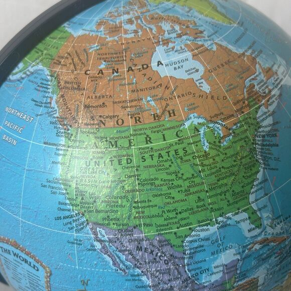 Vintage Desktop World Globe with Stand – 12” Rotating Educational Earth Map - Picture 2 of 4